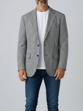 Vintage Sears Black & White Houndstooth Sport Coat Blazer